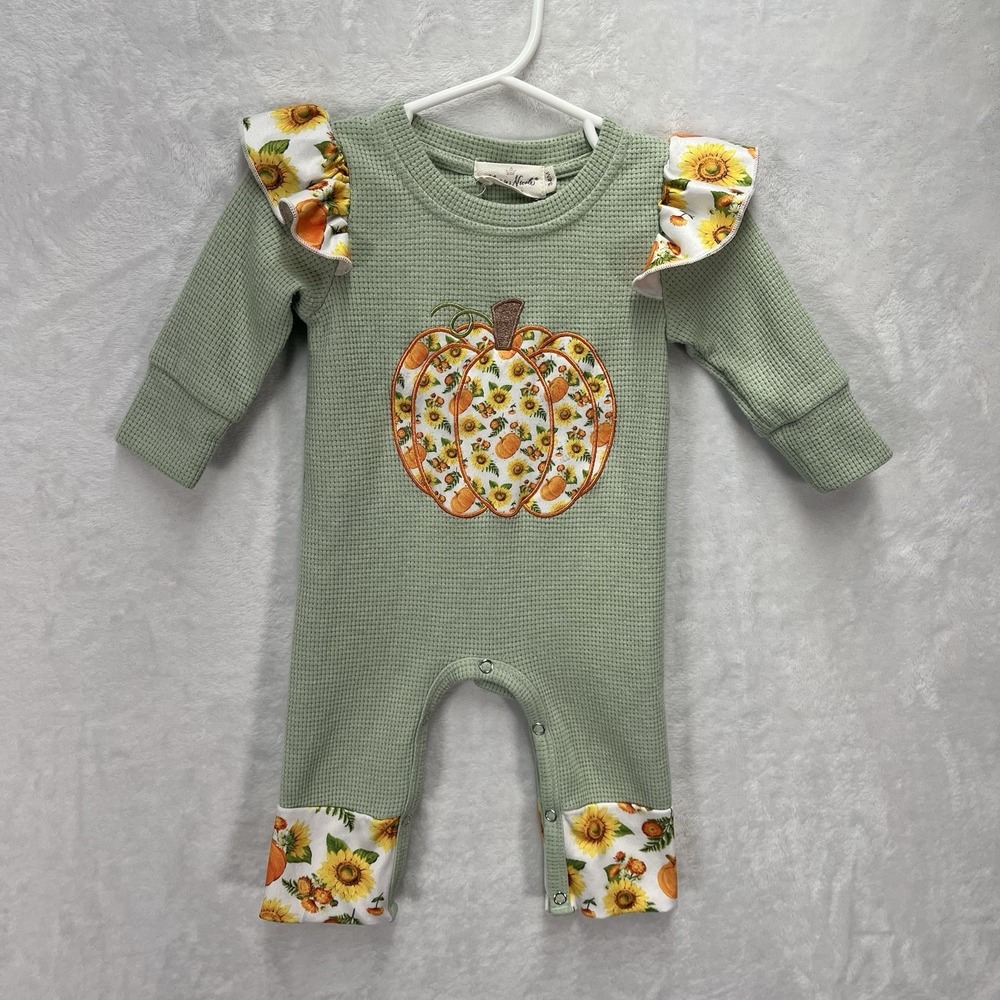 Marie Nicole Clothing Embroidered Applique Jumper Baby Girl 3-6M Pumpkin Fall